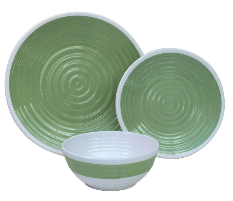 Outdoor Revolution Premium 12pc Melamine Plate And Bowl Set Pastel Lime