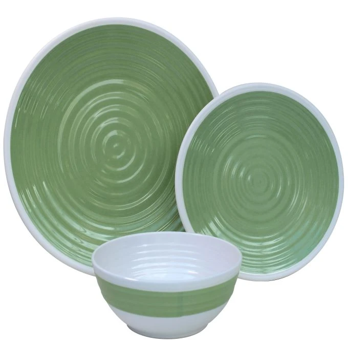 Outdoor Revolution Premium 12pc Melamine Plate And Bowl Set Pastel Lime - Image 2
